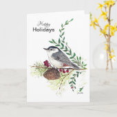 prettige feestdagen Nuthatch Bird Card Kaart (Gele Bloem)