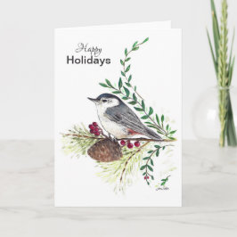 prettige feestdagen Nuthatch Bird Card Kaart
