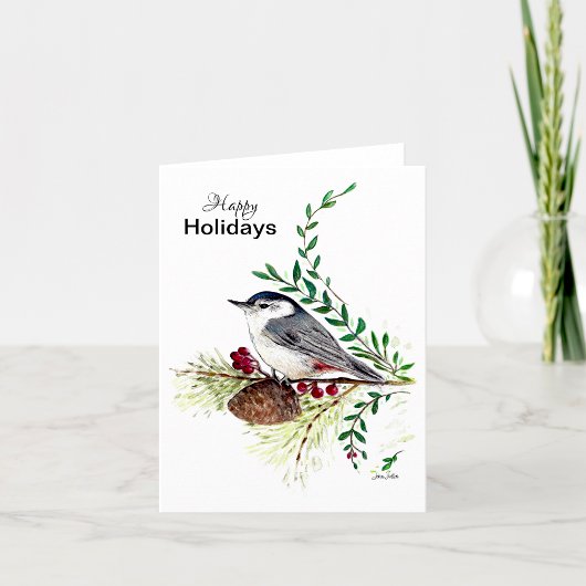 prettige feestdagen Nuthatch Bird Card Kaart