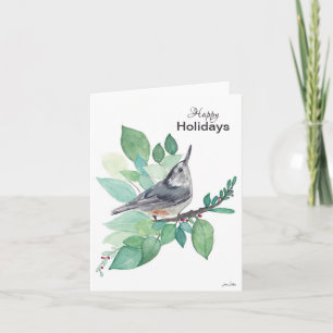 prettige feestdagen Nuthatch Bird Card Kaart