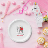 Prettige feestdagen NYC Brooklyn Bridge Kerstmis i Papieren Bordje (Feest)