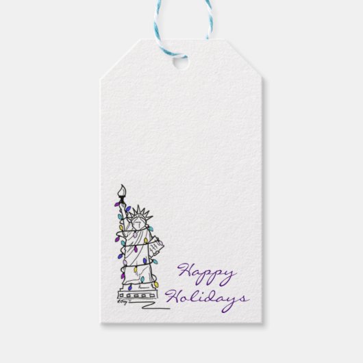 prettige feestdagen NYC Kerstmis Hanukkah Gift Lab Cadeaulabel (Voorkant)