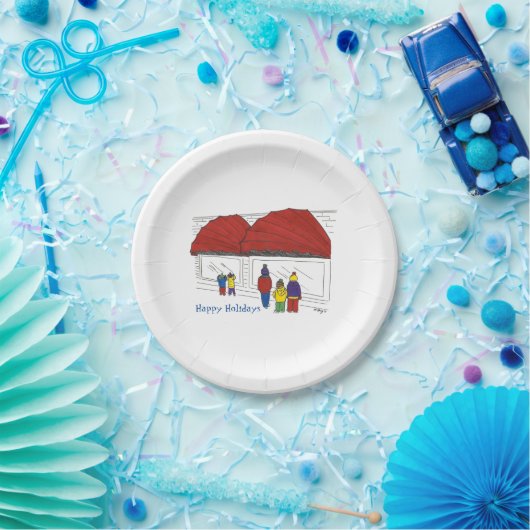 Prettige feestdagen NYC Venster Winkelen Kerstmis Papieren Bordje (Feest)