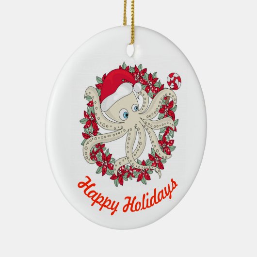prettige feestdagen Octopus Keramisch Ornament (Rechts)