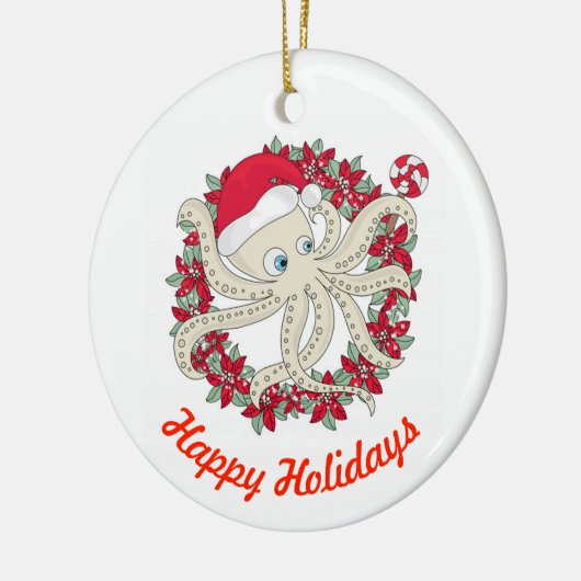 prettige feestdagen Octopus Keramisch Ornament (Links)