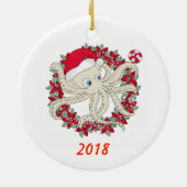 prettige feestdagen Octopus Keramisch Ornament (Achterkant)