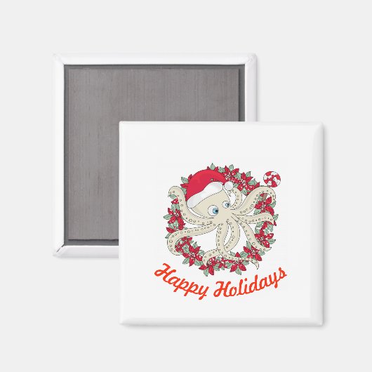 prettige feestdagen Octopus Magneet (Voorkant / Achterkant)