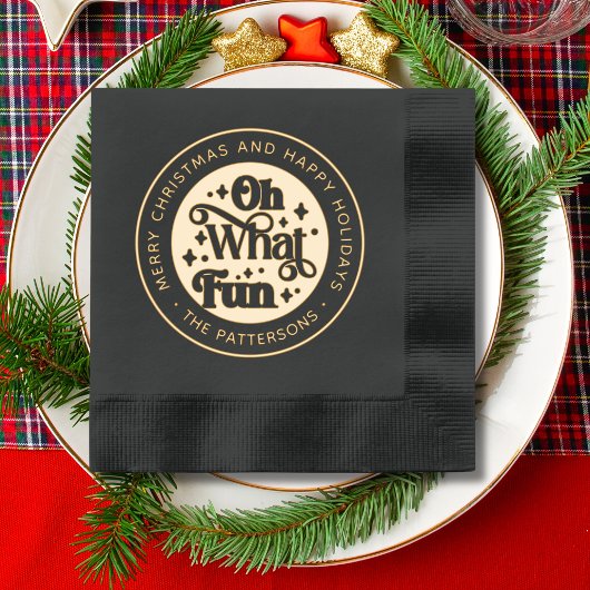 Prettige feestdagen Oh wat leuk vrolijk kerstfeest Folie Servetten