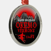 prettige feestdagen Okemo Vermont red ski art-vers Metalen Ornament (Rechts)