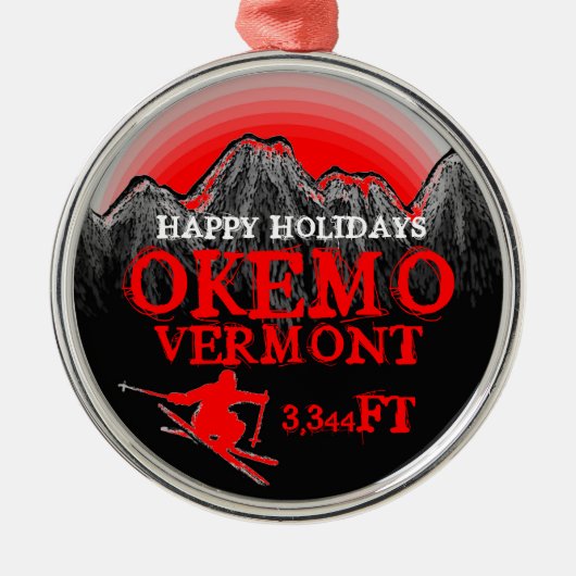 prettige feestdagen Okemo Vermont red ski art-vers Metalen Ornament (Voorkant)