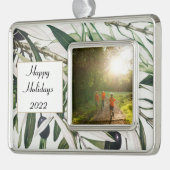prettige feestdagen  Olive Branch Foto Verzilverd Omlijst Ornament (Links)