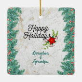 prettige feestdagen oma en opa op marmer keramisch ornament (Achterkant)