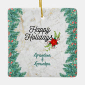 prettige feestdagen oma en opa op marmer keramisch ornament (Voorkant)