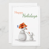 prettige feestdagen oma Snowman en Kind Kerstmis Feestdagenkaart (Voorkant / Achterkant)