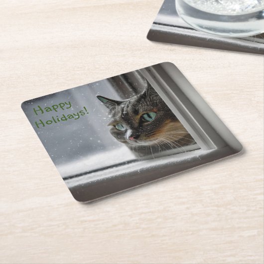 prettige feestdagen Onderzetters van Kitty Cat (Schuin)