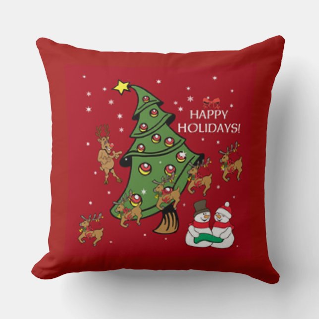 prettige feestdagen ontwerp kussen (Voorkant)