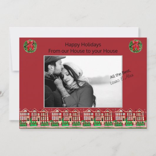 Prettige feestdagen :: onze Huis naar uw Huis Foto Kaart (Voorkant)