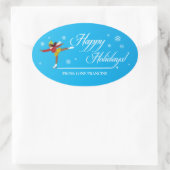 Prettige feestdagen op ijs ovale sticker (Tas)