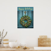 prettige feestdagen op mooie deur poster (Keuken)