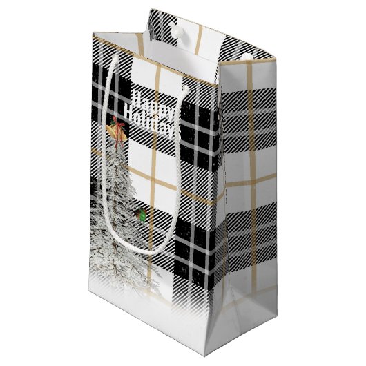 prettige feestdagen op Schotse tartan plaid Klein Cadeauzakje (Voorkant Gekanteld)