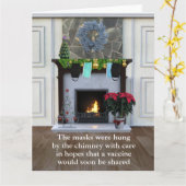 Prettige Feestdagen Open Haard Schoorsteen Maskers Kaart (Gele Bloem)