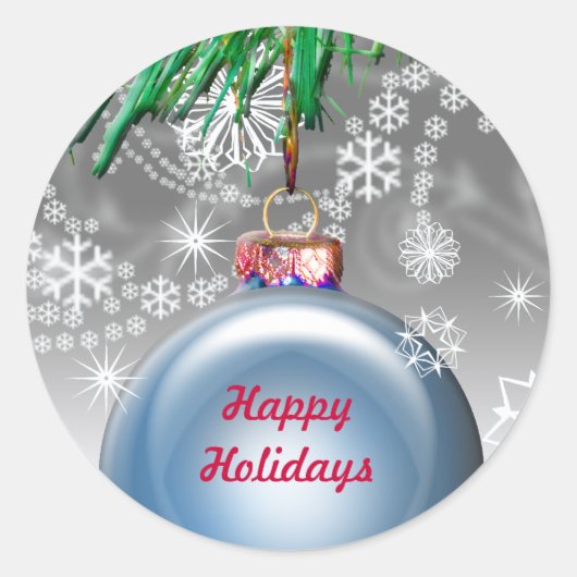 prettige feestdagen ornament kerstenvelop ronde sticker (Voorkant)