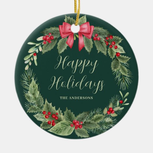 Prettige feestdagen Ornament kerstkrans (Voorkant)