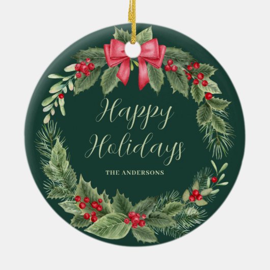 Prettige feestdagen Ornament kerstkrans (Achterkant)