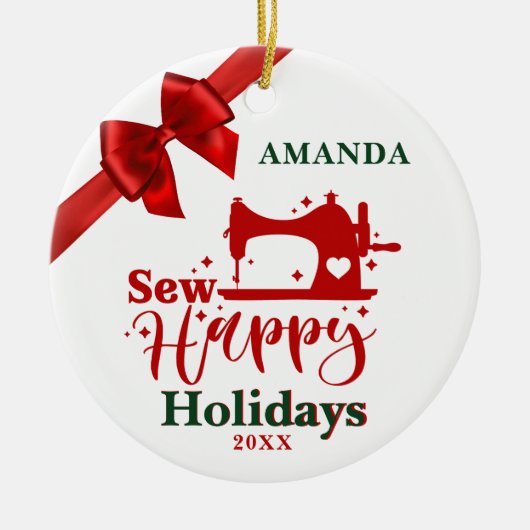 Prettige feestdagen Ornament Naailiefhebber (Voorkant)