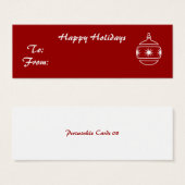 Prettige feestdagen, ornament op rode achtergrond mini visitekaartjes (Voorkant /achterkant)