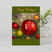 Prettige feestdagen Ornament Wenskaart Rood en Gro (Staand Voorkant)