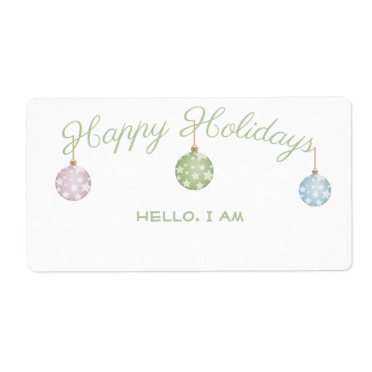 prettige feestdagen Ornamenten Papiernaam van part Etiket (Voorkant)