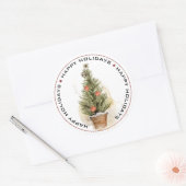 prettige feestdagen, OUDE FASHION CHRISTMAS TREE Ronde Sticker (Envelop)