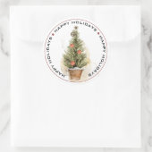 prettige feestdagen, OUDE FASHION CHRISTMAS TREE Ronde Sticker (Tas)