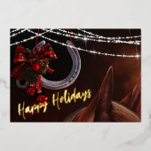 prettige feestdagen Paarden en Hoefijzers kerstfla (Voorkant)