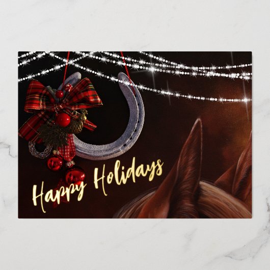 prettige feestdagen Paarden en Hoefijzers kerstfla (Voorkant)