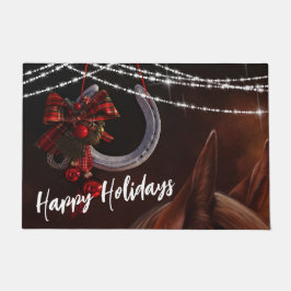 prettige feestdagen Paarden en Hoefijzers Kerstmis Deurmat