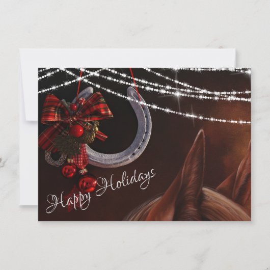 prettige feestdagen Paarden en Hoefijzers Kerstmis Feestdagenkaart (Voorkant)