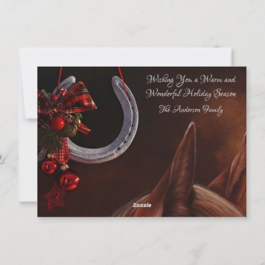 prettige feestdagen Paarden en Hoefijzers Kerstmis Feestdagenkaart (Achterkant)