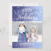 prettige feestdagen Paarse Blue Snowy Waterverf Fo Feestdagenkaart (Voorkant)