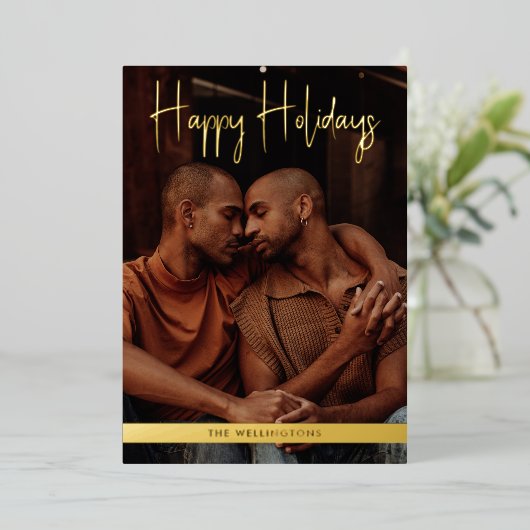 prettige feestdagen Paarse Modern Calligrafie Kers (Staand Voorkant)