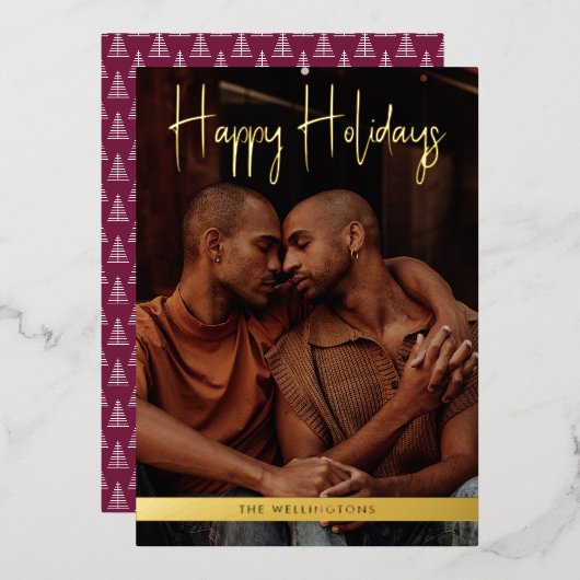 prettige feestdagen Paarse Modern Calligrafie Kers (Voorkant / Achterkant)