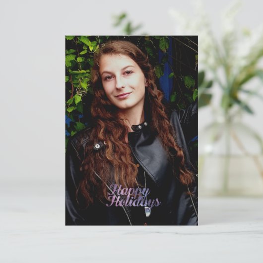 prettige feestdagen Paarse ruimte Galaxy Typografi Kaart (Staand voorkant)