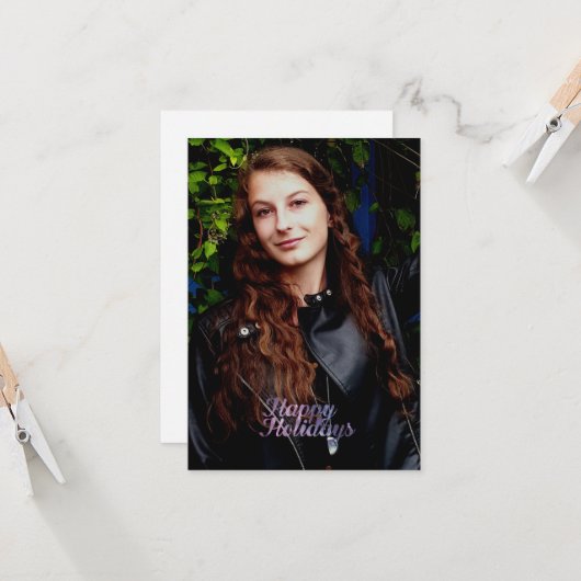 prettige feestdagen Paarse ruimte Galaxy Typografi Kaart (Voorkant / Achterkant in situ)