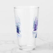 Prettige feestdagen Paarse winterbesneeuwde bomen Glas (Links)