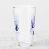 Prettige feestdagen Paarse winterbesneeuwde bomen Glas (Rechts)