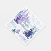 Prettige feestdagen Paarse winterbesneeuwde bomen Servet (Hoek)