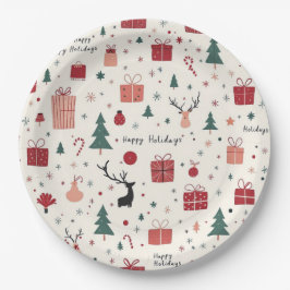 prettige feestdagen papieren bordje