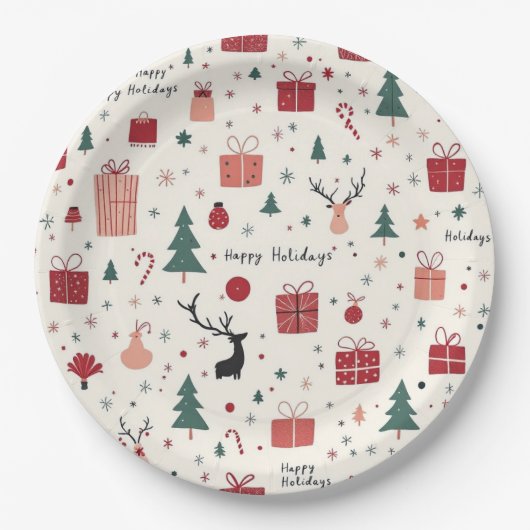 prettige feestdagen papieren bordje (Voorkant)