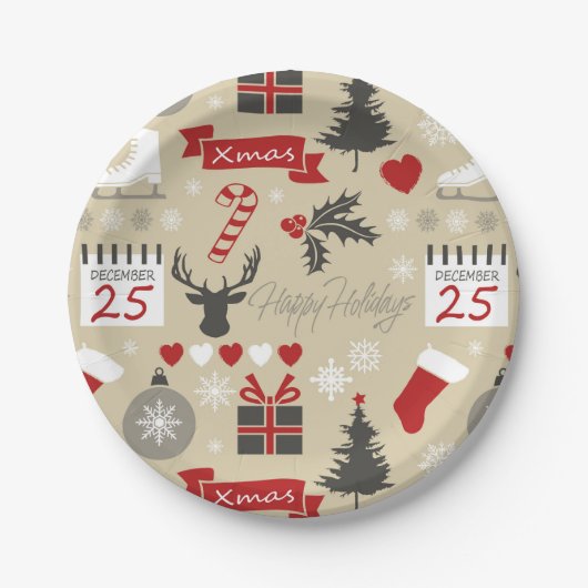 prettige feestdagen papieren bordje (Voorkant)